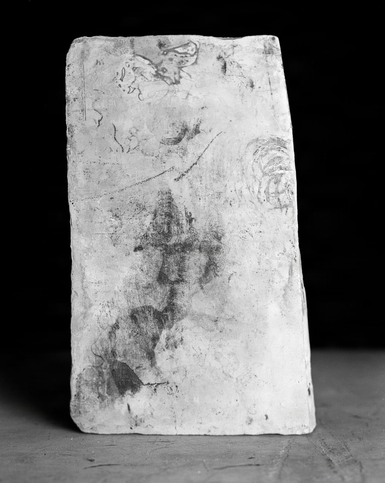 Textured surface of a lithography stone from the Plattenkalk series